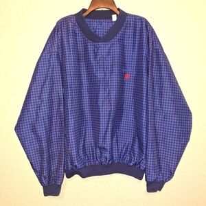 GEORGE STRAIT Mens Blue Plaid Checker Pullover Windbreaker Jacket - Size XL